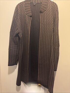 Ann Taylor Brown and Black Patterned Long Cardigan